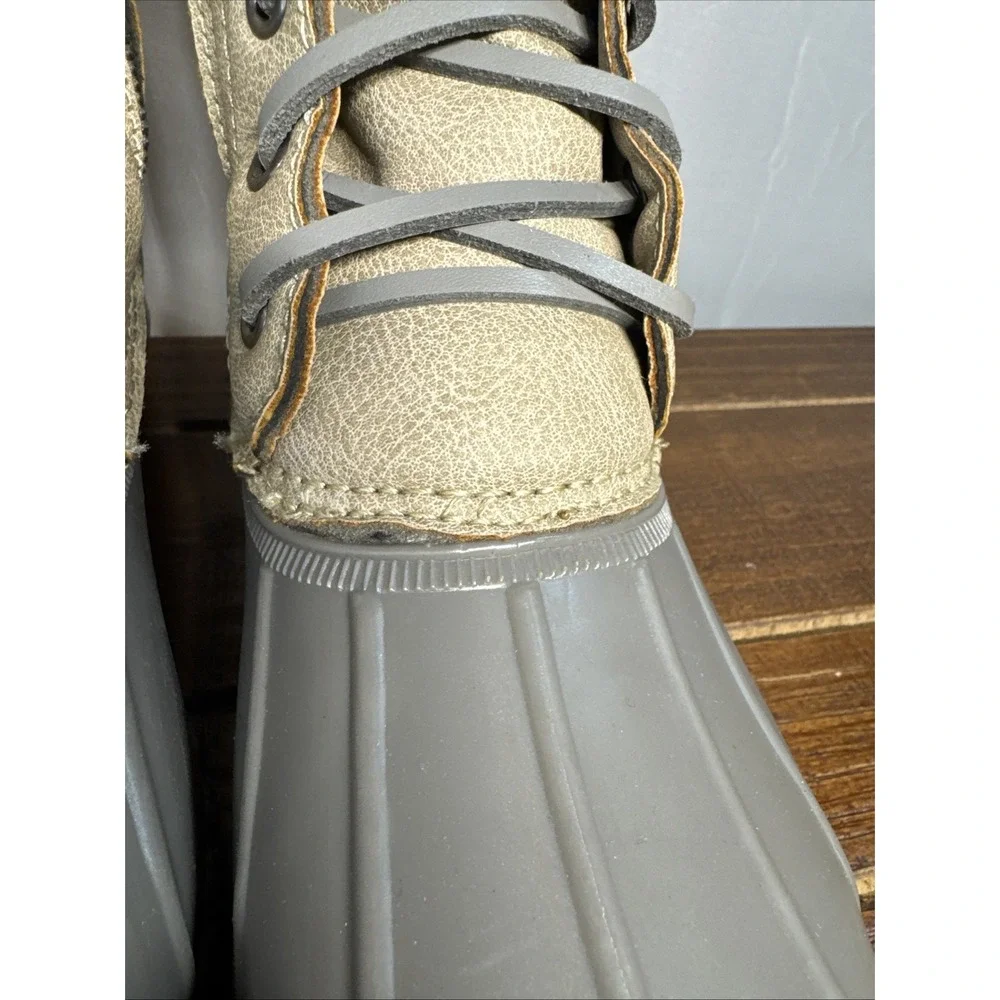 NAUTICA Women's Size 7 Gray & Tan Sea Ripple DUCK BOOTS Rain Winter Cold Weather
